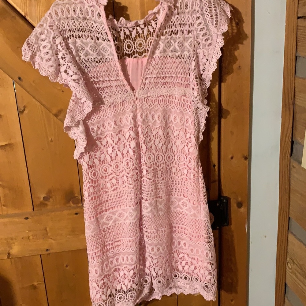 L size Women’s En Creme Pink Lace Dress